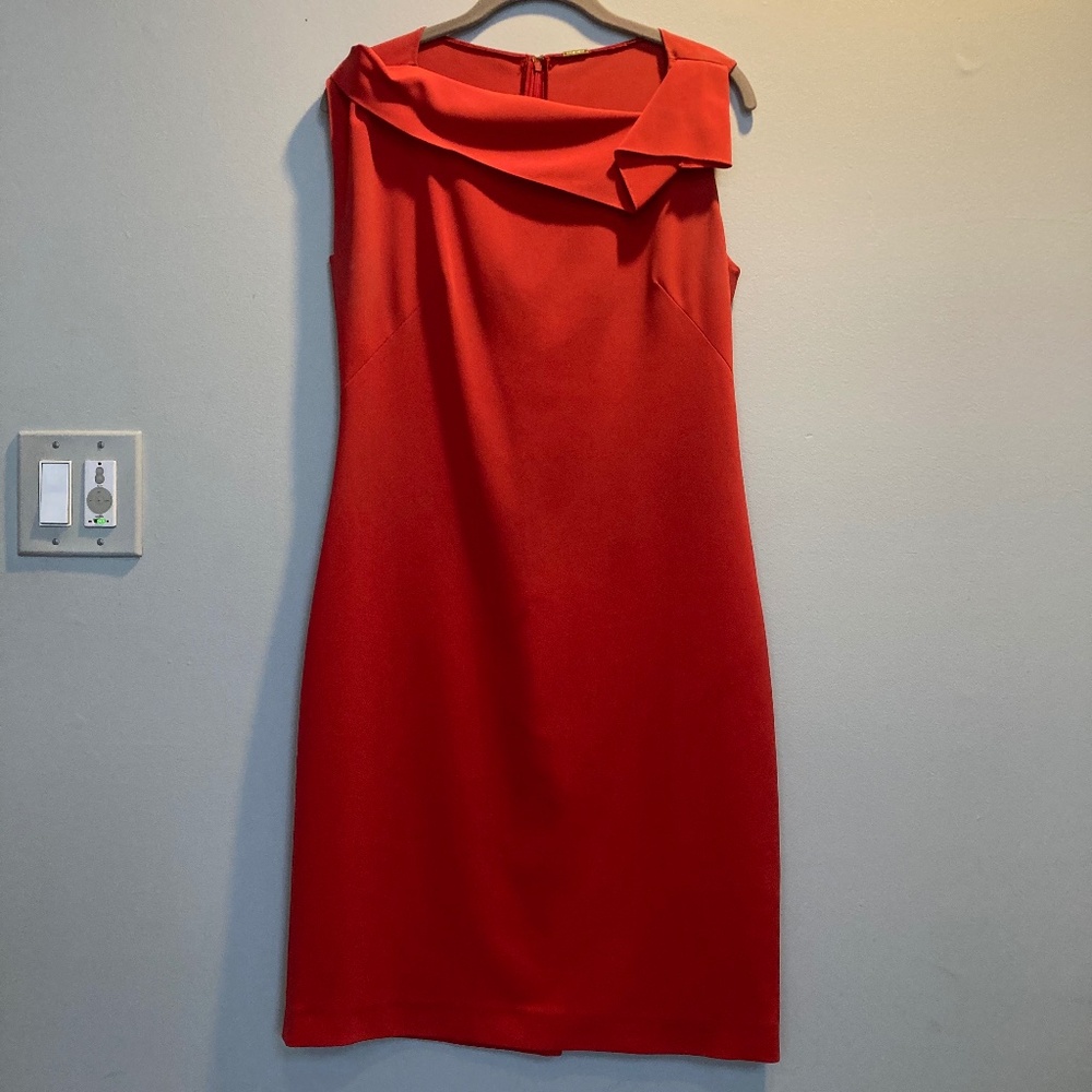 Elie Tahari Angle Up Sheath Dress Red-Orange Size 6